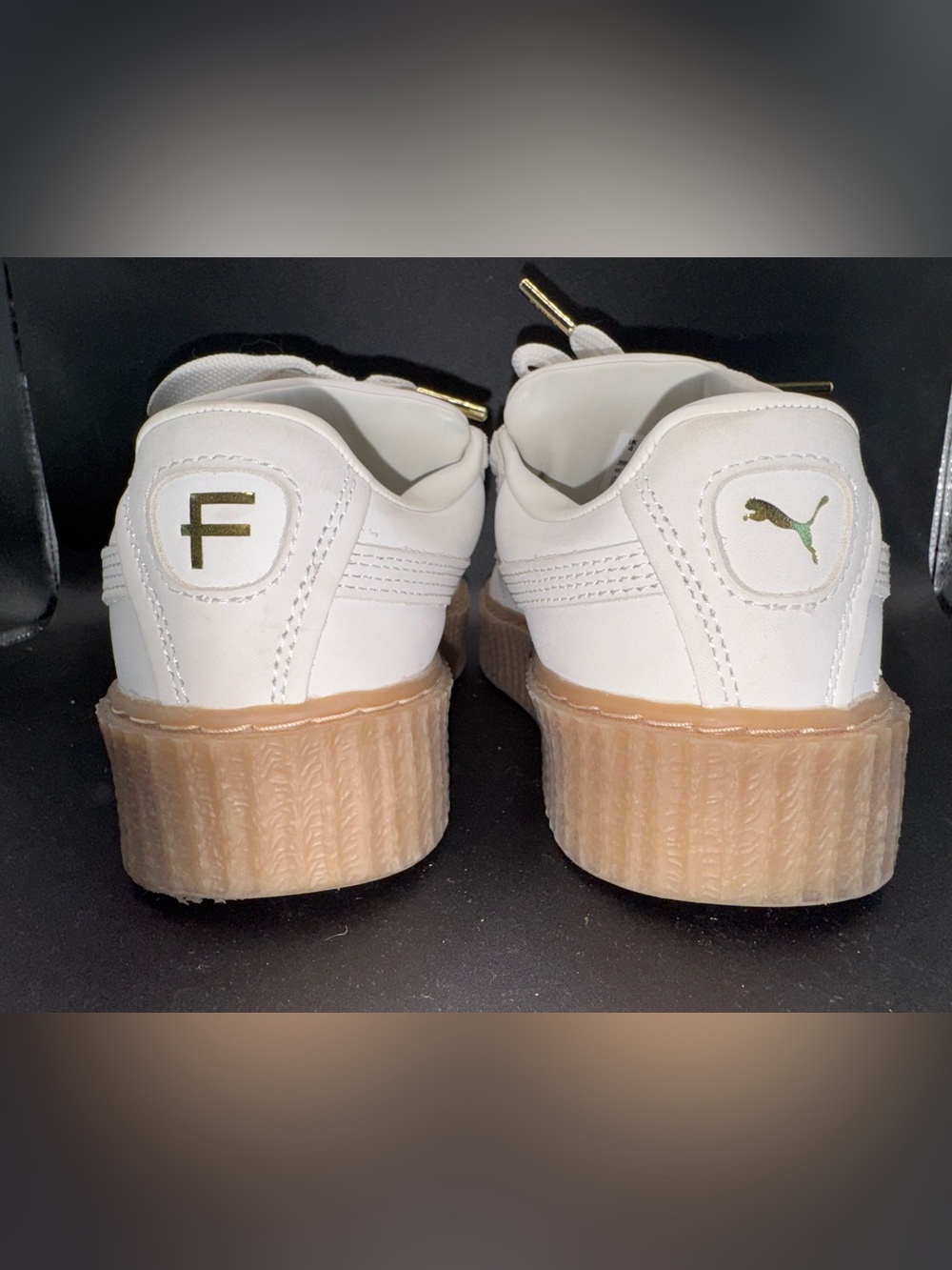 Puma Fenty Rihanna Creeper Platform Sneakers Cream White Gum Sole luxe women 6.5 - Picture 9 of 17